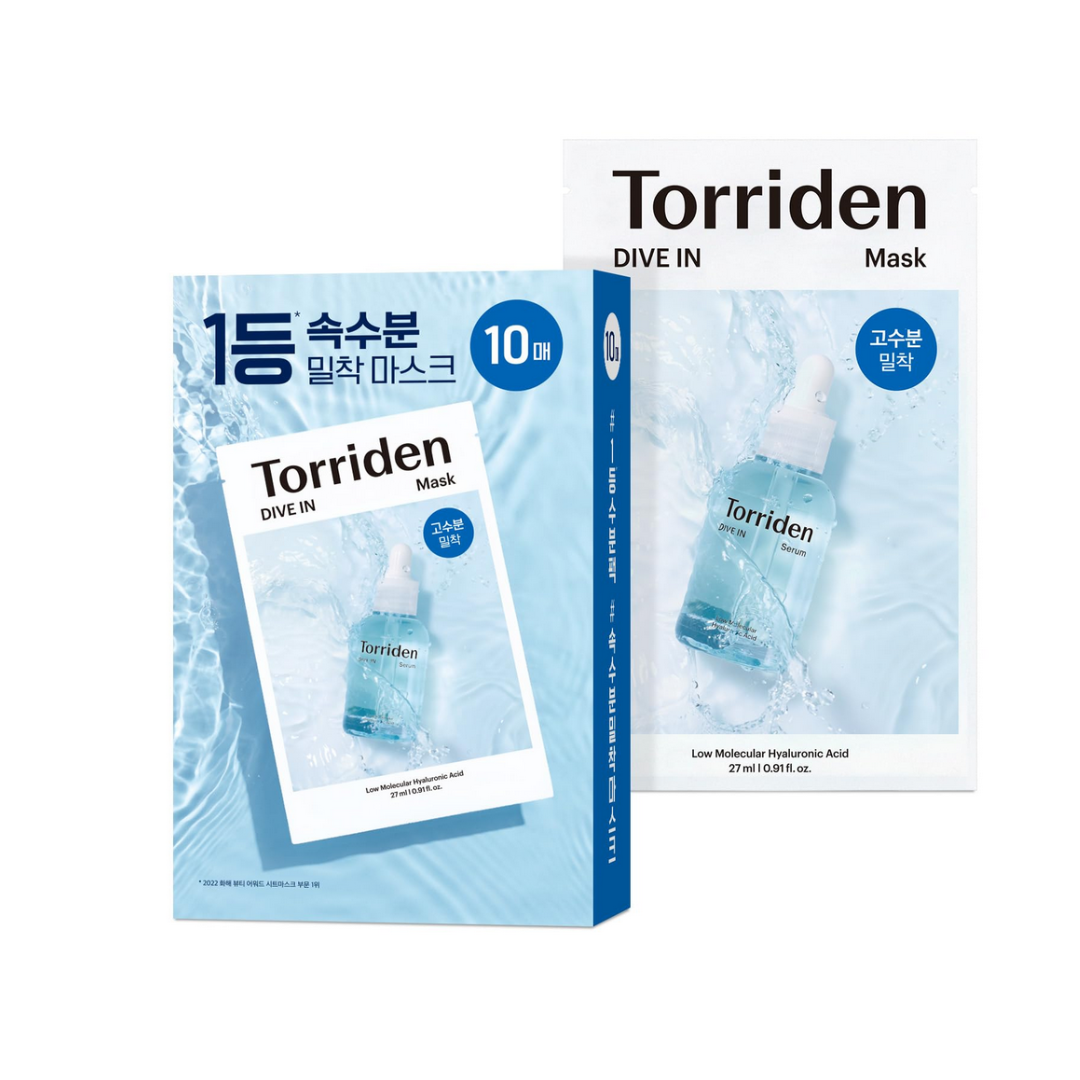 Torriden DIVE-IN Low Molecule Hyaluronic Acid Mask Set 27ml X 10 Pcs