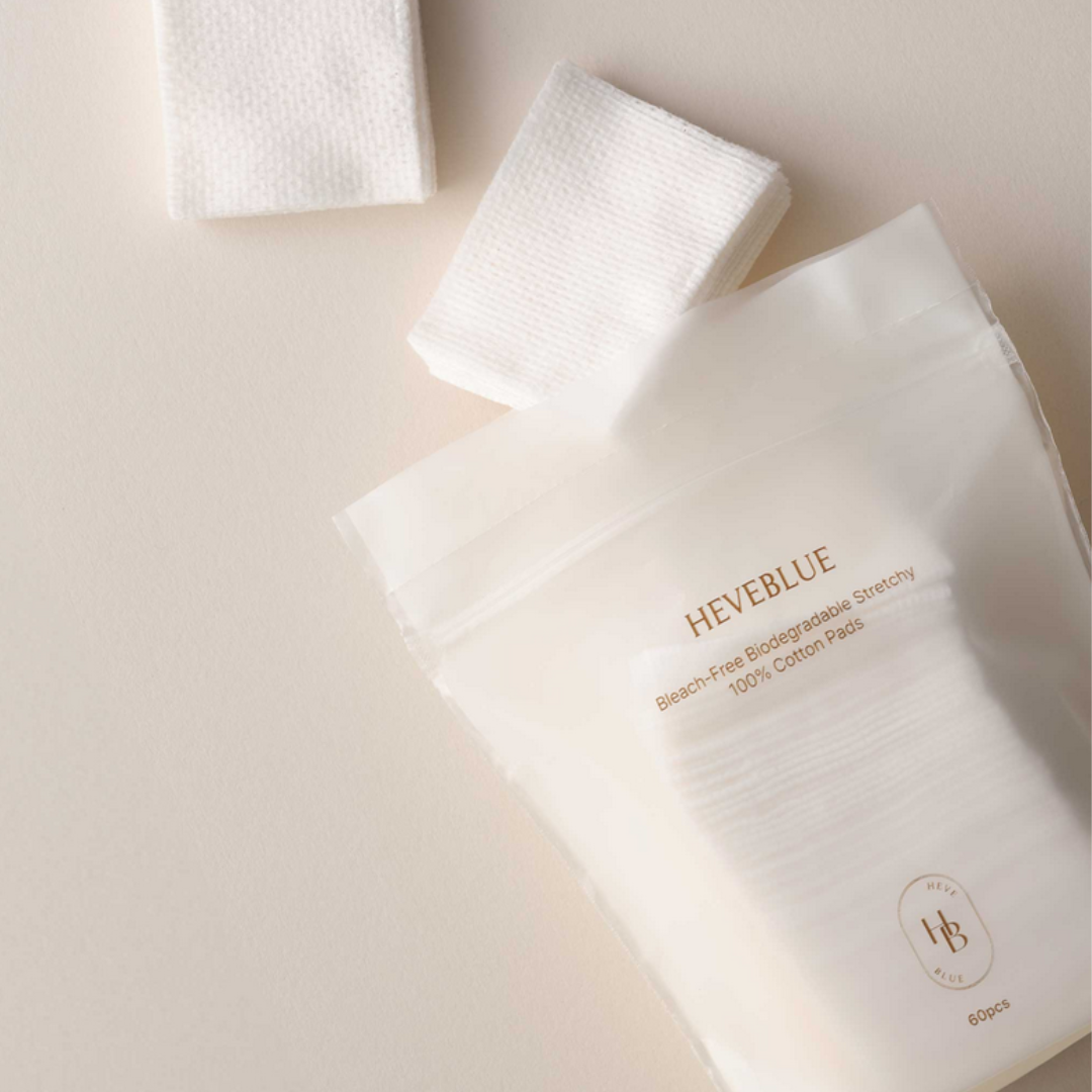 HEVEBLUE Bleach-free Biodegradable Stretchy 100% Cotton Pads 60ea