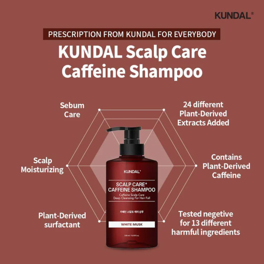 KUNDAL Caffeine Shampoo  Anti Hair Loss 500ml - White Musk
