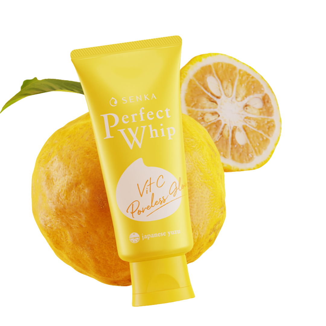 Shiseido Senka Perfect Whip Yuzu Vit C Poreless Glow Face Wash 100g