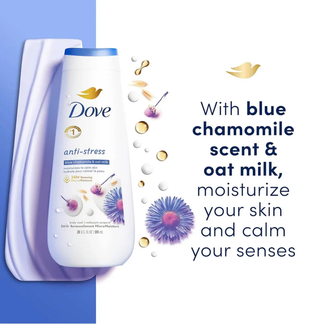 DOVEDove Anti-Stress Blue Chamomile &amp; Oat Milk Body Wash 591mlMood Arabia