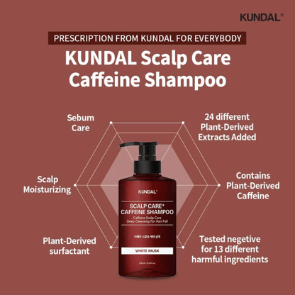 KundalKUNDAL Caffeine Shampoo Anti Hair Loss 500ml - White MuskMood Arabia